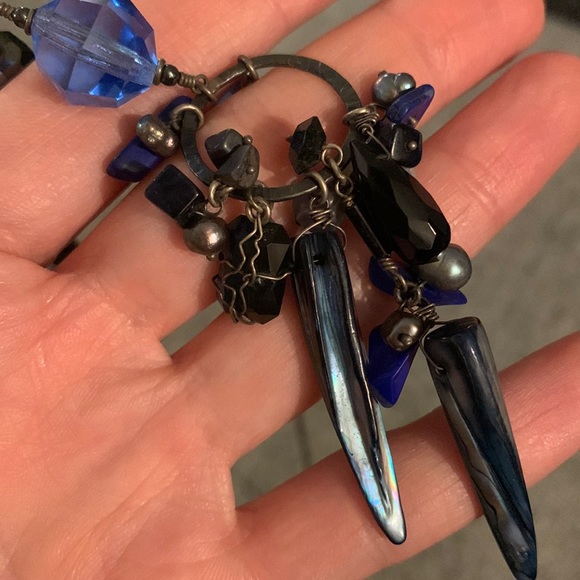 Stunning Blue Mixed Material Necklace - Picture 2 of 5